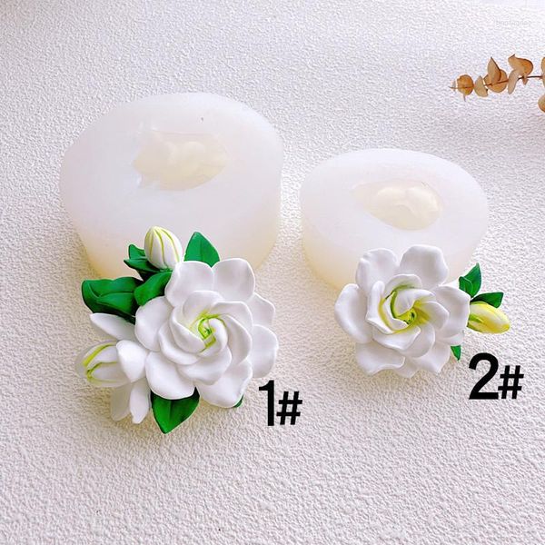 Stampi da forno 3d Gardenia Fiore Stampo in silicone Decorazione per torte Fondente Stampi per prese d'aria per auto Stampo B44