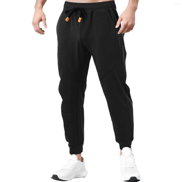 Calças masculinas Ice Silk Casual Bottoms Sweatpsnts Moda Masculina Calças de Algodão Roupas Esportivas Slim Fit Masculino Cordão Jersey Homens Uso Diário