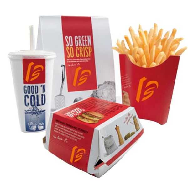 Scatole da asporto di carta kraft a buon mercato fai-da-te Stampa personalizzata Patatine fritte Imballaggio alimentare Take Away KFC Scatola di carta Confezione regalo326T