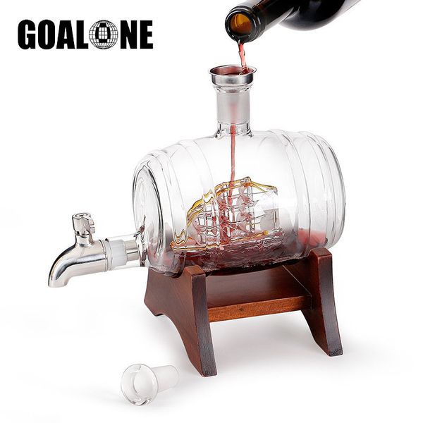 Bicchieri da vino 1000ml Barile Whisky Decanter Distributore di liquori nautici Decanter senza piombo per Scotch Bourbon Cognac Rum Decorazioni nautiche 230718