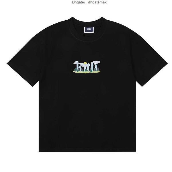 T-shirt da uomo Marchio di moda KITH lettera immagine stampata T-shirt pullover a maniche corte in cotone casual da uomo e da donna di tendenza americana