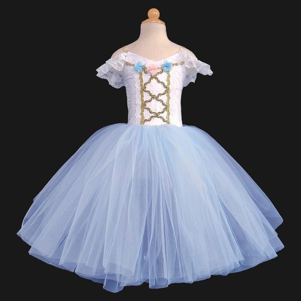 Fato de Ballet Profissional Azul Bailarina Clássica Ballet Tutu Criança Criança Menina Adulto Princesa Tutu Dance Vestido Longo Ballet 230718