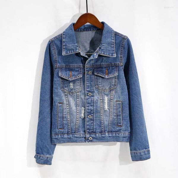 Damenjacken Schöne Frauen Basic Mäntel Sommer Herbst Denim Jacke Vintage Kurze Weibliche Jeans Mantel Casual Mädchen Outwear R448