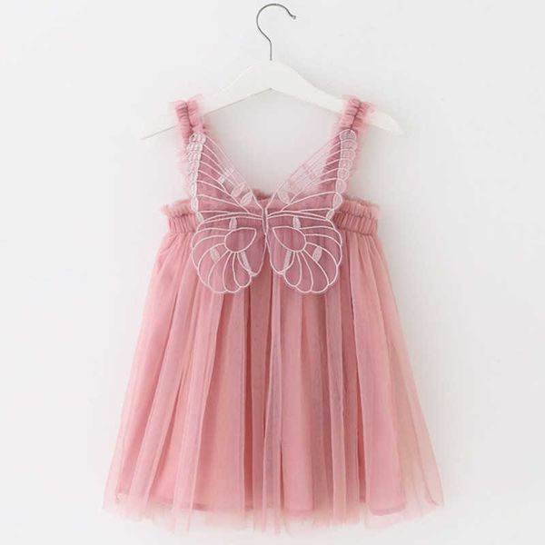 Vestidos de menina 1-5T bebê borboleta vestido de princesa vestido de noiva rosa para florista 12m infantil roupa de batismo de 1º aniversário pano casual de verão R230719