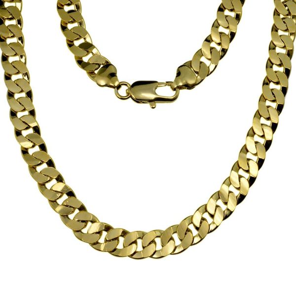 Cool 60cm 18k oro riempito 9mm collana catena barbazzale tono oro da uomo n323 65g247L