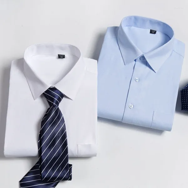 Camisas sociais masculinas plus size camisa de manga curta marca designer de moda de alta qualidade cor sólida roupas ajustadas negócios CH