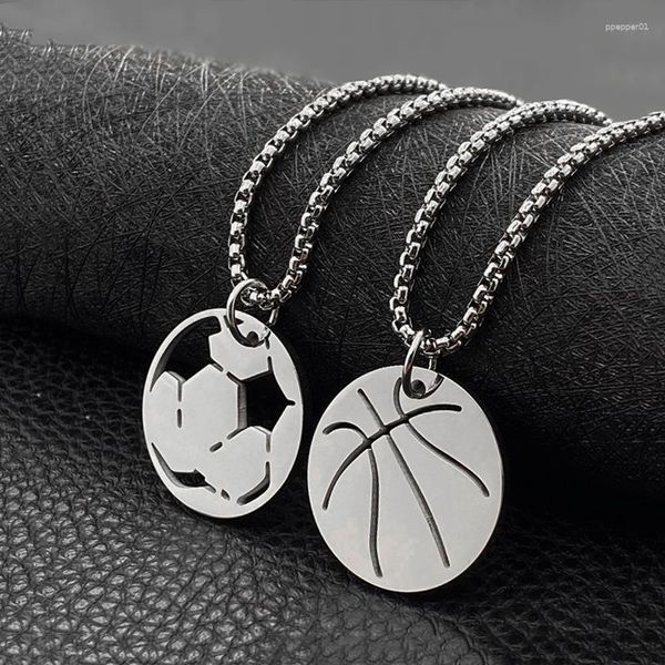 Подвесные ожерелья футбольная звенья цепочка футбола баскетбол волейбол из нержавеющей стали ожерелье спортивные ювелирные украшения для мужчин мальчики подарки