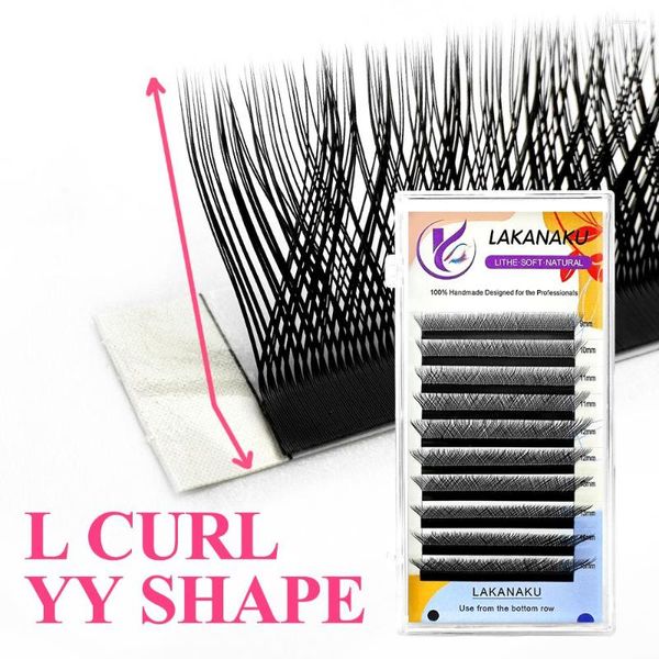 Cílios Postiços LAKANAKU L Curl YY Extensões de Cílios Tamanho Premium Formato Y 2D Cilios