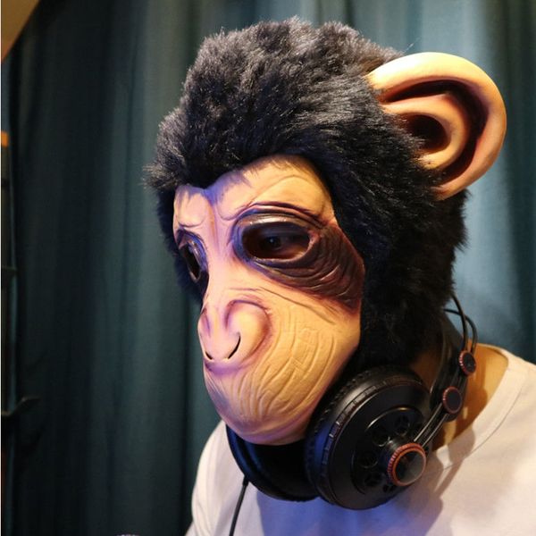 Máscaras de festa animal engraçado cosplay máscara de festa traje unissex adulto macaco panda máscara de cabeça de festa de halloween chapelaria látex fazer diversão com brinquedos presente 230718
