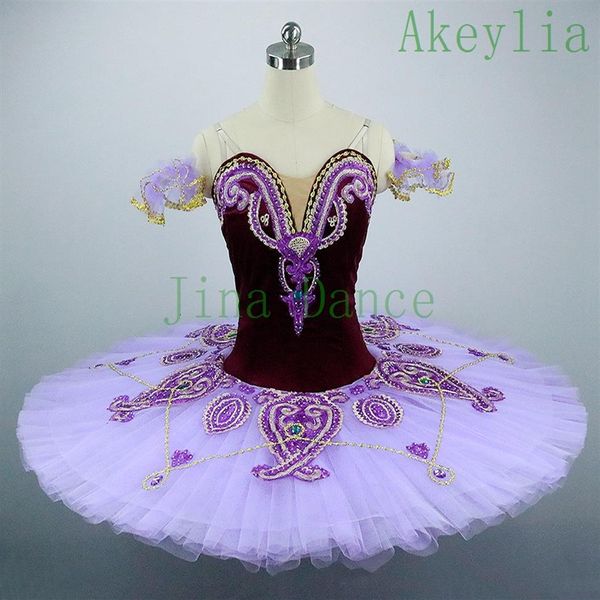 Trajes Tutu de Ballet Profissional Roxo Escuro Adulto Crianças Traje de Ballet Competição Tutu Roxo Feminino Traje Clássico Tutu Balle2601