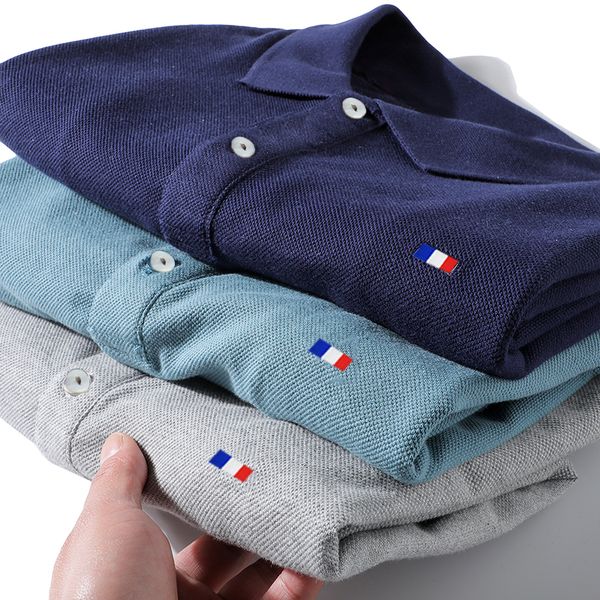 Herren-Polohemden, hochwertiges Sommer-Poloshirt aus 100 % Baumwolle, kurzärmeliges Revers, lässiges Top, modisches T-Shirt, Übergröße XS5XL 811 230718