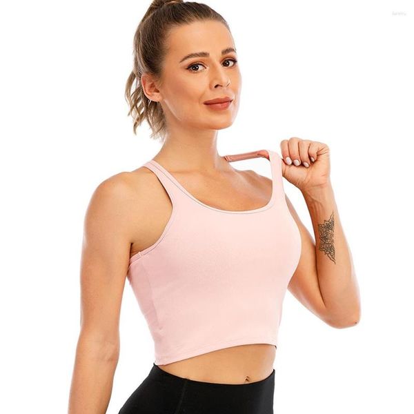 Roupa de ioga sutiãs esportivos femininos embutidos acolchoados fitness corrida roupa atlética sutiã de alto impacto regata branca preta colorida