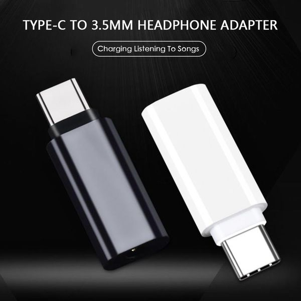 Tipo c para fone de ouvido de 3,5 mm Adaptador AUX Adaptador de áudio Conversor de fone de ouvido mini conversor de música usb-c Para Huawei Xiaomi oneplus preto branco
