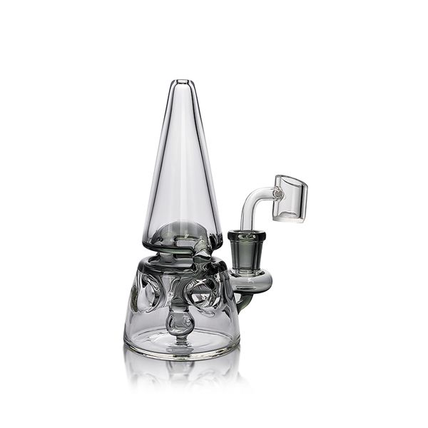 Waxmaid 5.71 pollici Mushroom Mini Clear grigio Dab Rig becher bong in vetro tubo dell'acqua Narghilè con ciotola di olio di quarzo da 14 mm Magazzino statunitense ordine al dettaglio spedizione gratuita