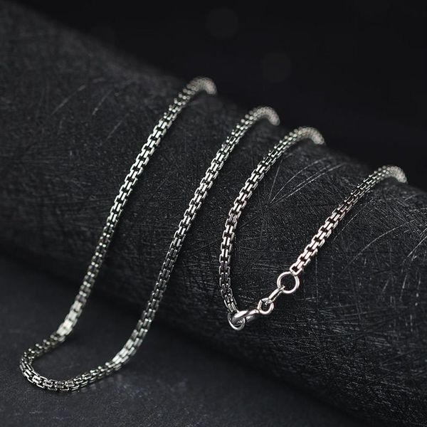 S925 Серебряные ювелирные изделия серебряной ручной работы Thai Silver Made 2 0 мм Care Double Box Chain Ожерелье276K