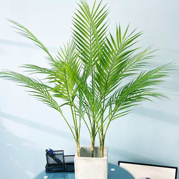 Vegetazione floreale finta 125cm-80cm Grande palma artificiale Pianta tropicale Giardino di casa Decorazione della stanza Foglie verdi di piante finte Matrimonio Decorazione natalizia 230718