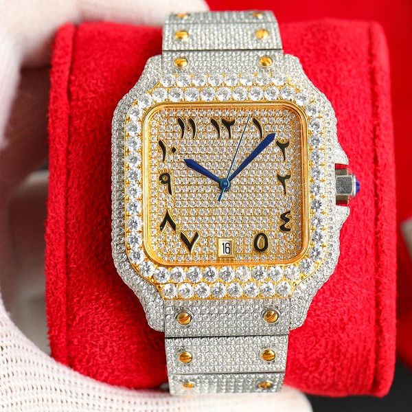 Часы ручной работы с бриллиантами Мужские автоматические механические часы с механизмом 8215 Дизайнерские часы 40 мм Сапфир со стальным браслетом с бриллиантами Женский браслет Montre de Luxe