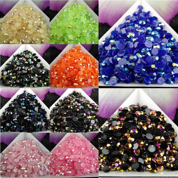 Bolsa 5000 pçs SS16 4mm Color Jelly AB Resin Crystal Strass FlatBack Super Glitter Nail Art Strass Decoração de Casamento Contas Não 347j