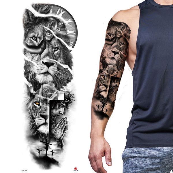 Adesivos de tatuagem de braço inteiro à prova d'água para homens e mulheres Figura de braço de flor Atacado Adesivos de braço Tatuagem falsa arte corporal