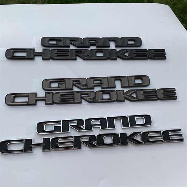 1 peça Emblema de letras pretas Estilo Portas laterais Etiqueta de identificação para acessório de carro Jeep Grand Cherokee com cauda de borda brilhante mark306L