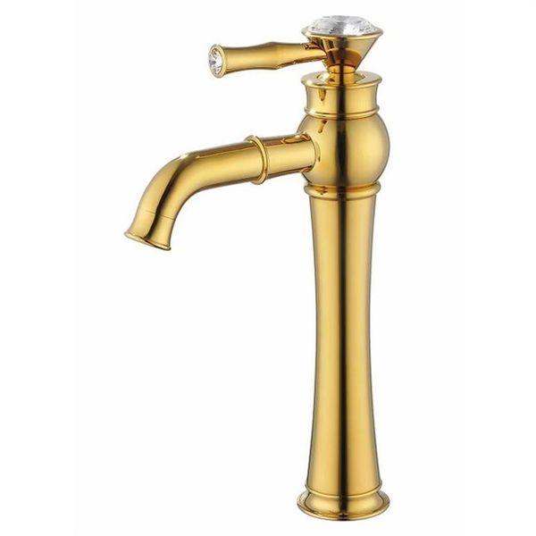 Torneira alta ROLYA para banheiro com acabamento dourado luxuoso 241t