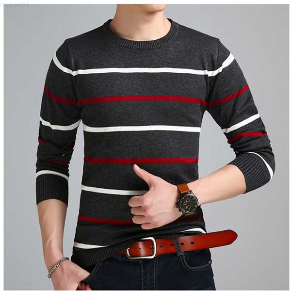 Maglioni da uomo Brand Social Cotton Thin Maglioni pullover da uomo Casual Maglioni lavorati a maglia a righe all'uncinetto da uomo Slim Fit Jersey Abbigliamento L230719