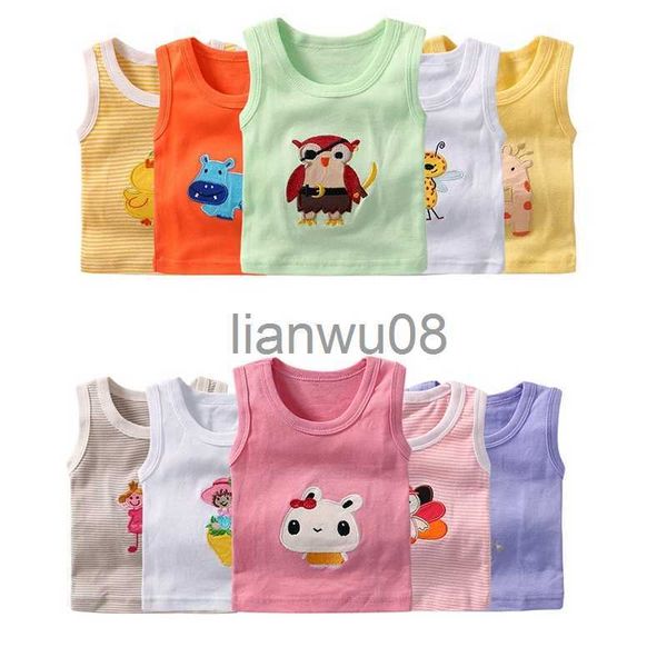T-shirts 5PCSPack Baby Boy Tops sem mangas meninas colete tanques recém-nascidos undershirts crianças tshirt algodão camisetas roupas da criança x0719
