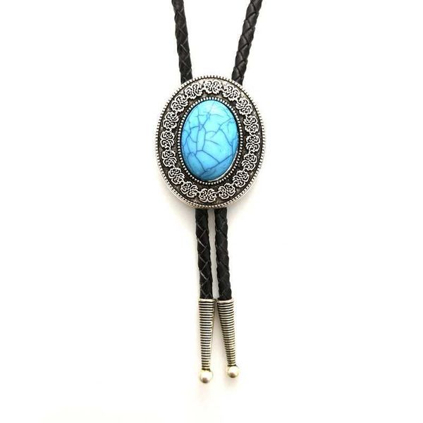 Gravatas Bolo Vintage Oval Turquesa Gravata Bolo Festa de Casamento Moda Jóias Presentes para Convidados Acessórios para Mulheres Homens Western Cowboy Gravata Unissex HKD230719