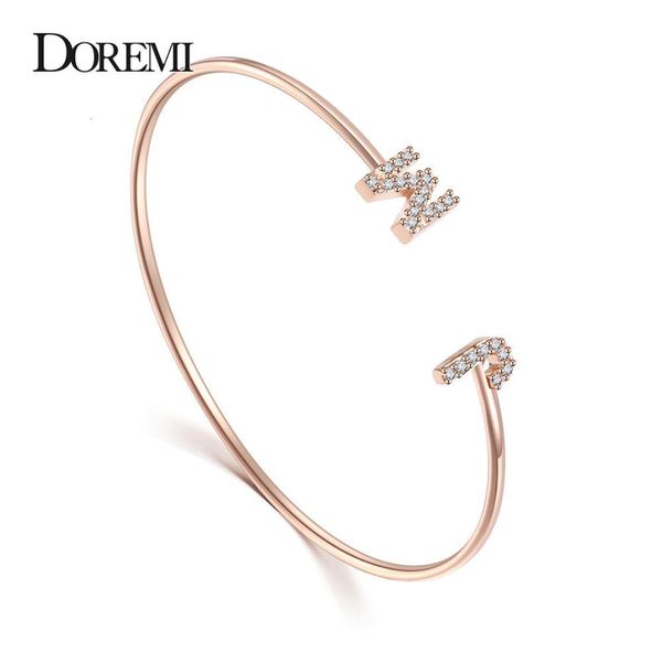 Pulseira DOREMI Custom Letter Bracelet Baby bangle Zircônia Pave Setting Bracelete Inicial Criança tamanho Adulto para Joias de Punho Exclusivas 230718