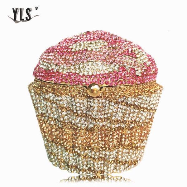 Bolsa de noite Mini Cupcake Clutch Luxo Crystal Bridal Wedding Purse Fashion Cocktail Party Diamond Minaudiere Handbag 230718