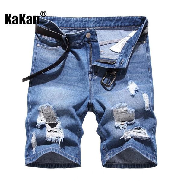 Herren Jeans Kakan Summer Broken Hole Wear Slim Fit Shorts Multi Color Splice K21 1266 230718