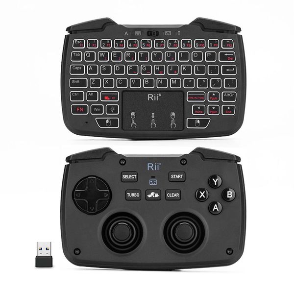 Rii RK707 três-em-um teclado sem fio multifuncional 2 4 GHz alça de jogo portátil 62 teclas recarregáveis teclado e mouse combina225t