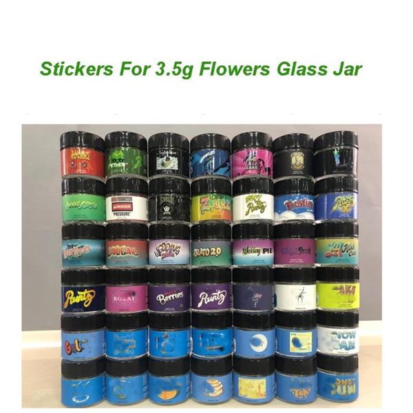 3 5-g-Blumen-Glasetiketten für Backpack, Boyz, Jungle Boys, Runtz, Sharklato-Aufkleber für 1-g-Shatter-Gläser zkttlez302P