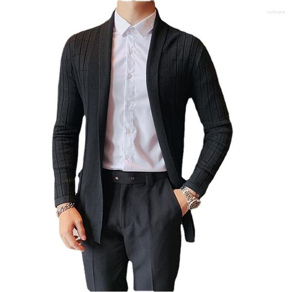 Maglioni da uomo 2023 Cardigan lavorato a maglia di colore puro Cappotto Abbigliamento uomo Nero / Grigio Slim Fit Uomo Business Casual Plaid