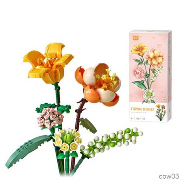 Blöcke Romantische Hibiskus Lavendel Lilie Blumen Gärten Haus Bausteine Klassisches Modell Mini Ziegel Sets Kinder Kits Geschenk R230720