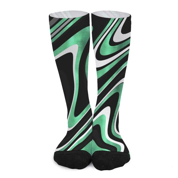 Детские носки зеленый серый абстрактный вращающийся ретро -черный рисунок футбол детские носки Зимние носки 230718