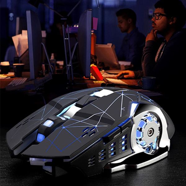 Kabellose Maus, leuchtende Gaming-Maus mit optischem 2 4G-Empfänger, 2400 DPI, leise, kabellose Maus für Computer, PC, Laptop, Deskt213N