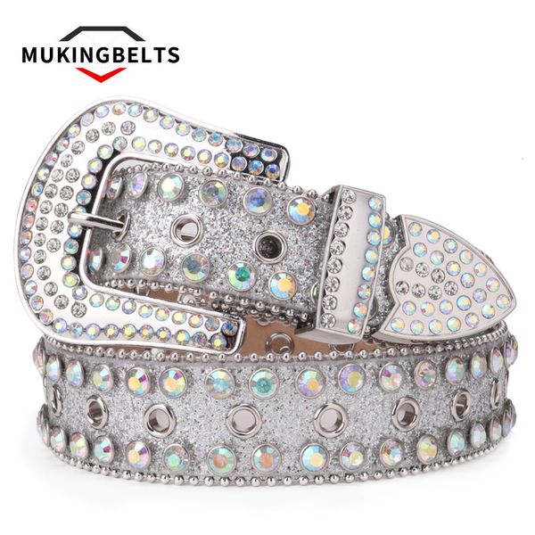 Gravatas de pescoço Cintos ocidentais casuais com pulseira de luxo cravejado de diamantes Cinto de cowboy para homens sinturones de mujer 230718