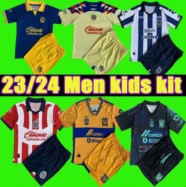 liga mx Chivas de Guadalajara Camisas de futebol Tigres UANL Green Alexis Vega Luis Olivas 23 24 Club America HENRY D.VALDES Monterrey Mexico Football Shirts men kids kit