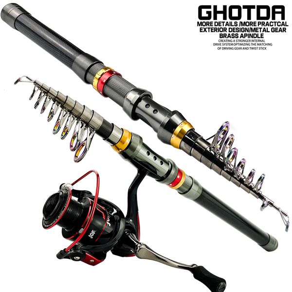 Varas de pesca para barco Gda Forte e durável Carbon Fishing Rod Combo 1.8-3.6M e Spinning Fishing Reel Gear Ratio 5.5 1 Fishing Kit Set 230718