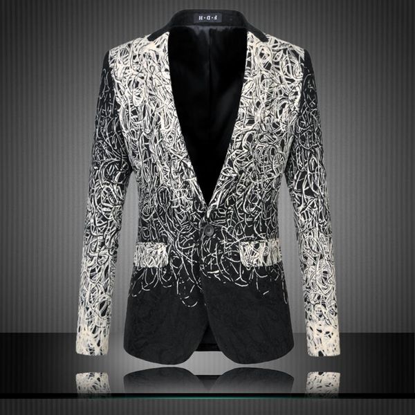 Blazers Florais Masculinos Inteiros Designs Ternos da Moda Club Vintage Slim Fit Blazers Estampados de Flores Fancy Prom Dress Ternos Terno Mascul253D