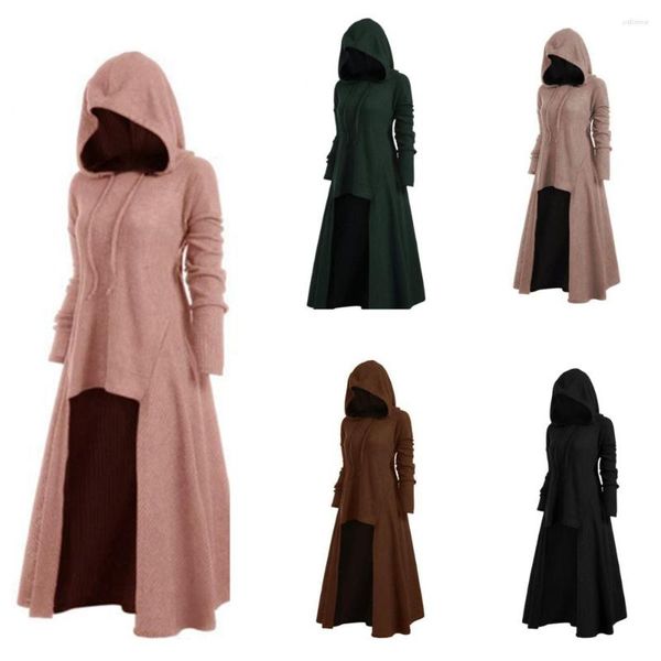 Moletons femininos fashion roupas góticas tops femininos steampunk casaco com capuz longo trincheira vitoriana
