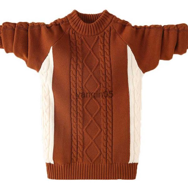 Pullover bambini maglione pullover lavorato a maglia autunno / inverno bambini patchwork maglione caldo per adolescenti grandi ragazzi 6 8 10 12 14 16 anni Dwq567 HKD230719