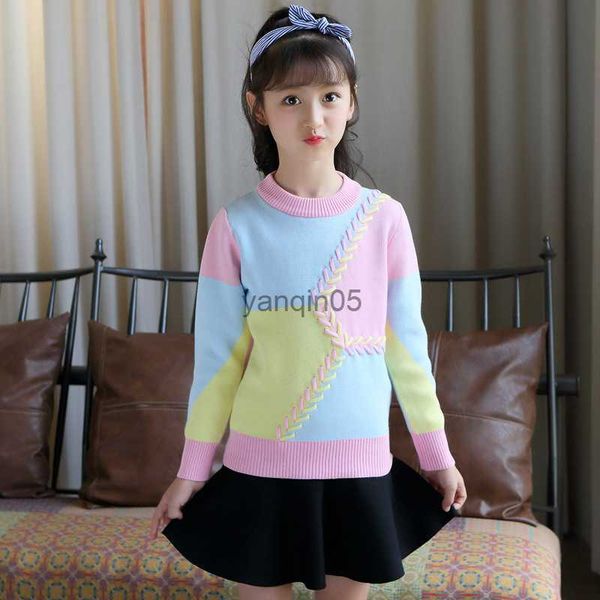 Pullover Ragazze Maglioni Autunno Inverno Caldo Ragazze Manica lunga Vestiti lavorati a maglia Bambini Cappotto per ragazze 4 - 12 anni Pullover Wear Adolescente HKD230719