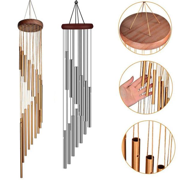 Musical Wind Chime Pipe 12 Tubi Campanelli eolici Oro/argento Bells Decor per soggiorno Camera da letto Sala da pranzo Coffee Shop Campanelli eolici Tubi LL