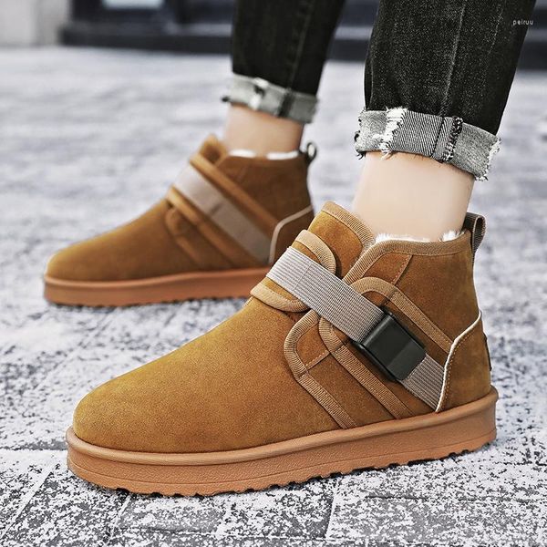 Botas masculinas inverno manter quente neve moda sapatos de algodão de pelúcia homem dirigindo mocassins qualidade homens conforto mocassins