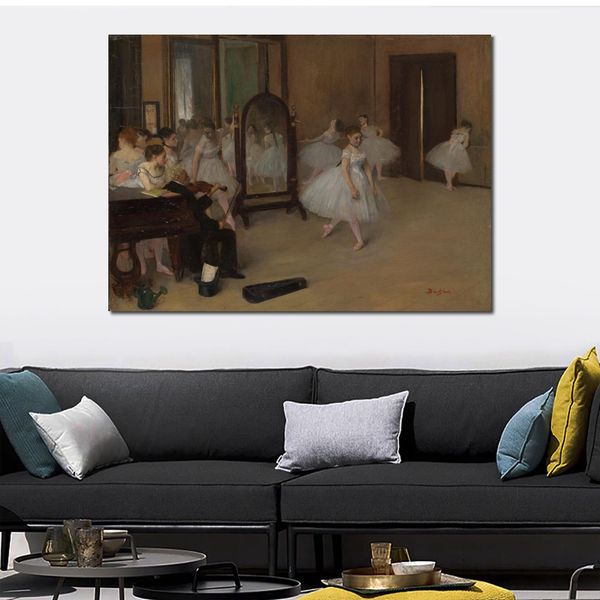 Çağdaş tuval duvar sanatı Edgar Degas Dans eden Sınıf Bale Dansçısı El Boyalı Yağlı Boya Ev Dekor