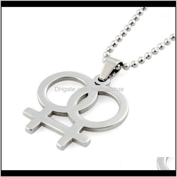 Anhänger Schmuck Mode Regenbogen Halskette Lesben Halsketten Anhänger Für Frauen Gay Pride Silber Farbe Schmuck Perle Kette Link 24Inc315R