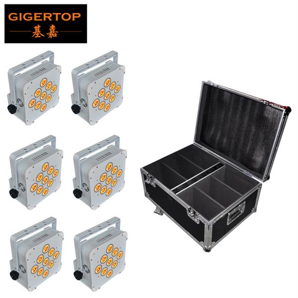 TIPTOP 9x18W 6in1 RGBWA UV-Akku, kabelloses LED-Par-Licht, weiß-schwarzes Eisengehäuse, optionales Aufladen, Roadcase-Verpackung205e