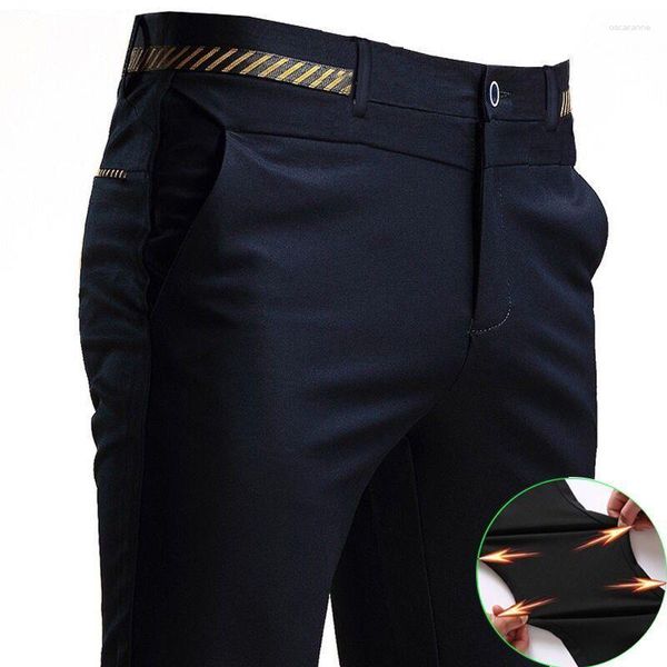 Abiti da uomo Pantaloni da abito elasticizzati da uomo Pantaloni da ufficio Non stirare Vestibilità slim Sposo Matrimonio Affari Nero